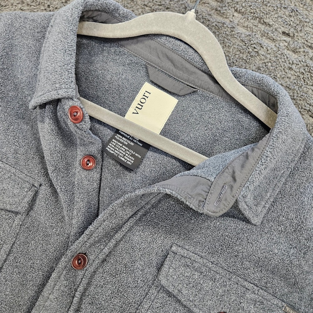 Vuori Fleece Shirt Jacket Mens XL Gray V237 Button Down Performance Utility